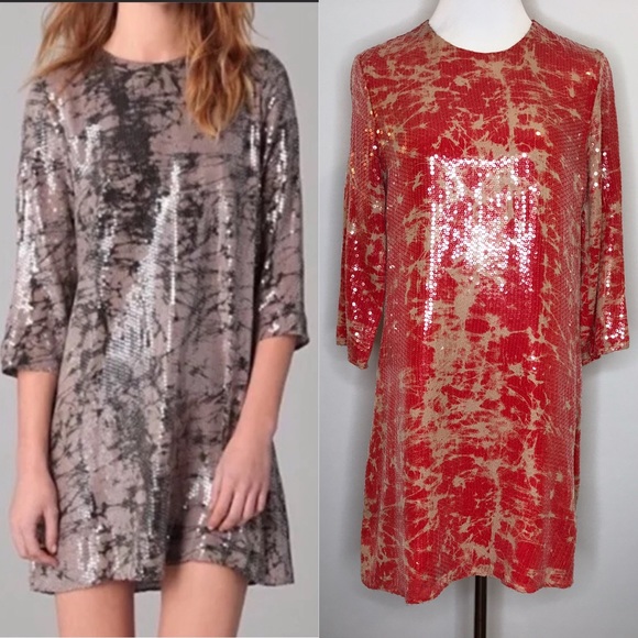 red sequin shift dress